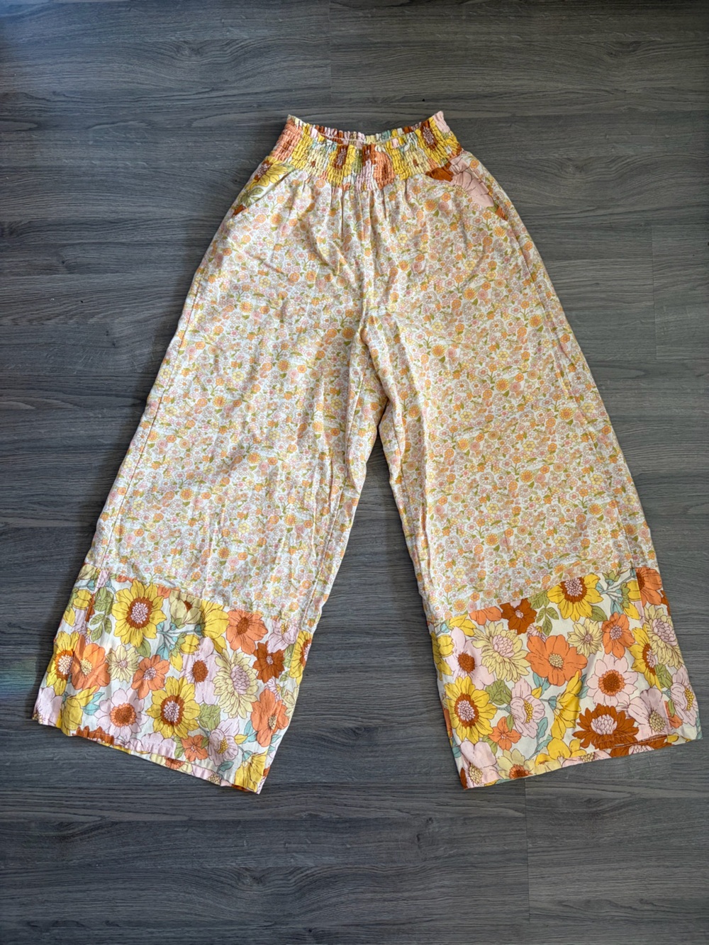 Cotton Wide Leg Boho Floral Pants